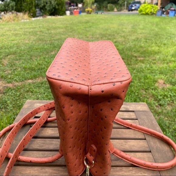 Grossi Burnt  Orange Textured Faux Leather Handbag - Picture 9 of 14